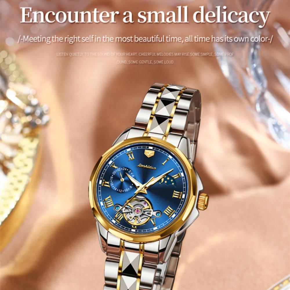 JINSHIDUN новые женские часы для бизнеса и отдыха, водонепроницаемые светящиеся многофункциональные механические часы с турбийоном, женские часы