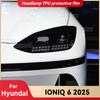 For HYUNDAI IONIQ 6 2025 Car Headlight Smoked Black TPU Protective Film Front Light Tint Change Color Cover Sticker