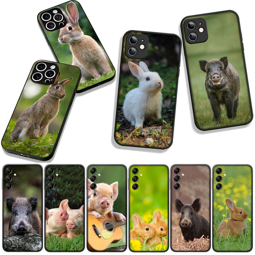 Cover for Apple iPhone 16 15 14 Plus 13 12 Mini 17 Pro Max + ProMax 16E Air Phone Case Rabbit Wild Boar Pig