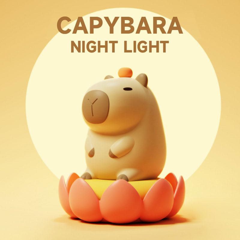 Милый ночник в виде капибары, светодиодная мягкая новинка в виде животного, 2 уровня яркости ночника для детей, забавный мультяшный подарок для детей