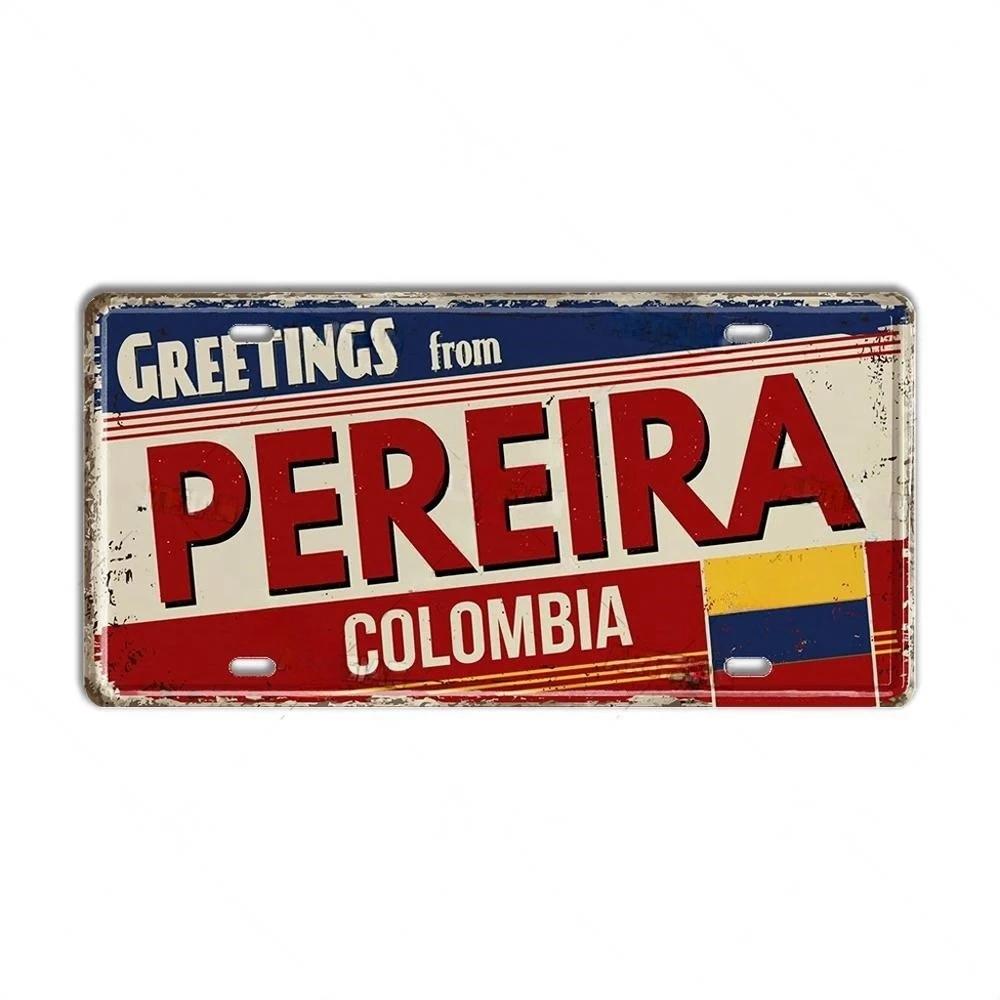 Chile Argentina Ecuador Colombia License Plate Landmark Metal Sign City State Decorative Car Plate Garage Club Bar Wall Decor