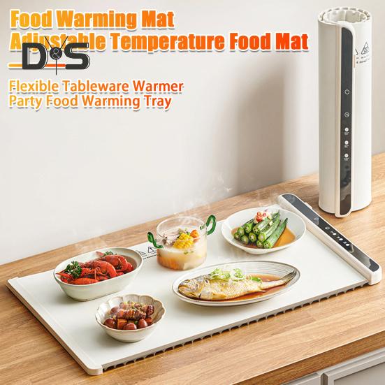Подогреватель пищи, силиконовый электрический поднос для подогрева с 3 уровнями температуры, быстрый нагрев, не допускающие ожогов края, складная подставка для шведского стола
