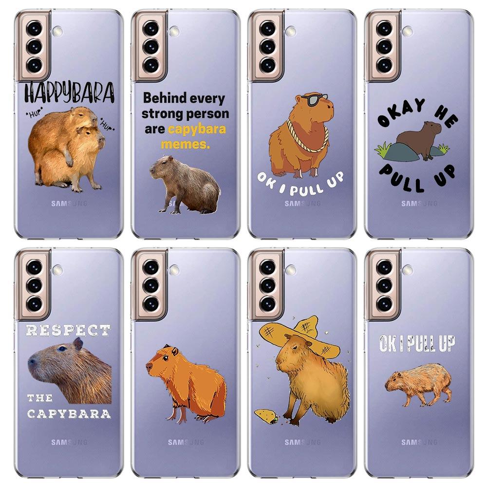 Cute Cartoon Capybara Phone Case For Samsung Galaxy S23 S22 S20 Ultra S21 FE 5G S10 S9 Plus S10E S8 Note 20 Silicone Clear Cover