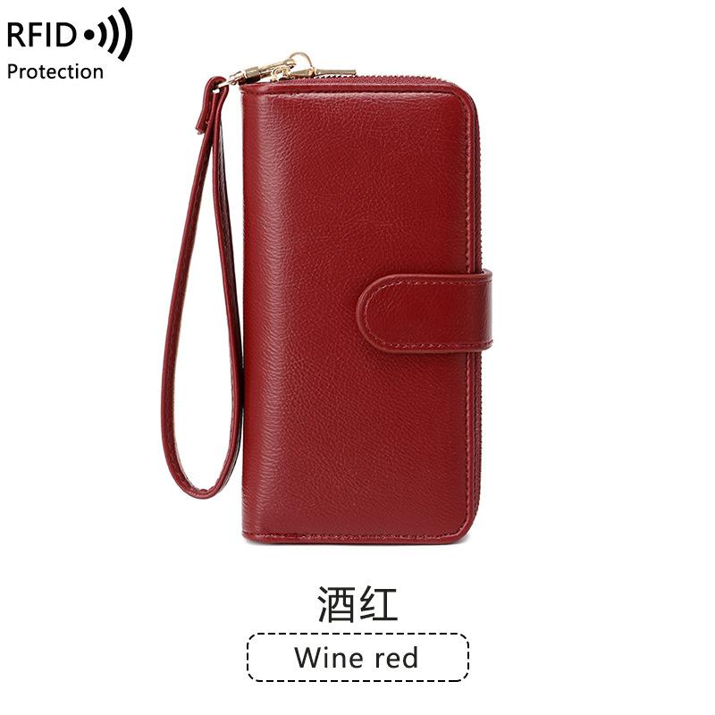 Новый женский кошелек с защитой от кражи, кошелек из мягкой кожи с несколькими отделениями на молнии, многофункциональный кошелек для мобильного телефона