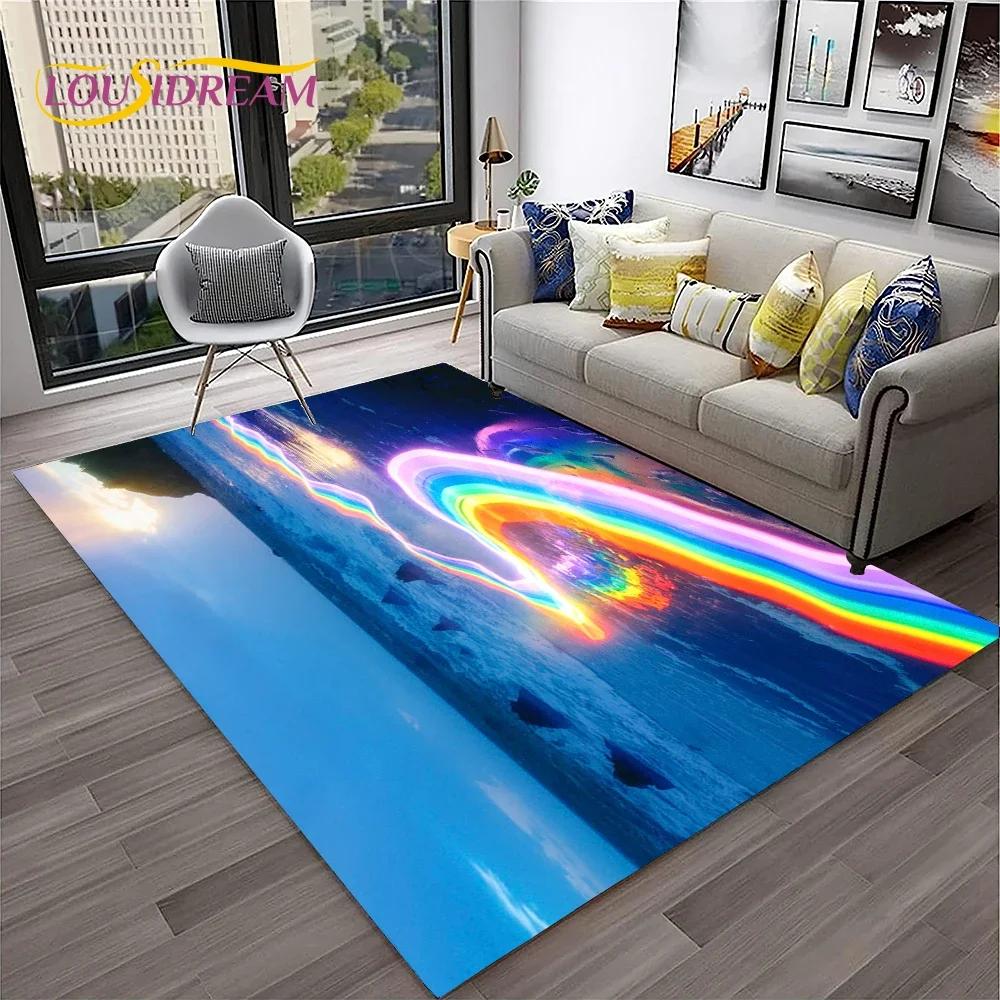 Цвет Радуга 3D Illusion Vision HD Ковер Ковер для дома Гостиная Спальня Диван Коврик Декор, детский коврик Нескользящий напольный коврик