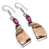 Picture Jasper, Rubillite 925 Sterling Silver Jewelry Earring 2.17" K4r85
