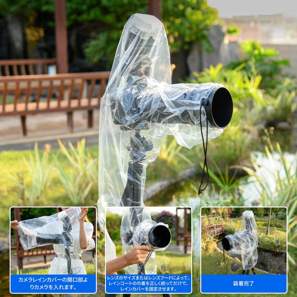 JJC SLR Raincoat with Compatible with Lenses Up To 45x17cm for Nikon Z6 Sony Outdoor Rain Camera Rain Jacket 2-Pack Flash, (LxW) Z7II, Z6II, Z7, II,
