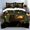 "Cat Reading Light Decoration Set" Bedding Set with 1 Duvet Cover 2 Pillowcases Single Double King Queen, Gift
