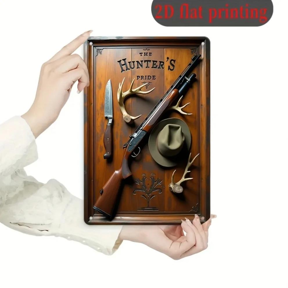 1 шт. 2D Плоский Винтажный Металлический Настенный Знак 'Гордость Охотника' 8x12 Антикварное Железо Рустикальный Декор на Охотничью Тему
