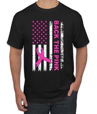 Back the Pink American Flag Awareness Mens T- Shirt