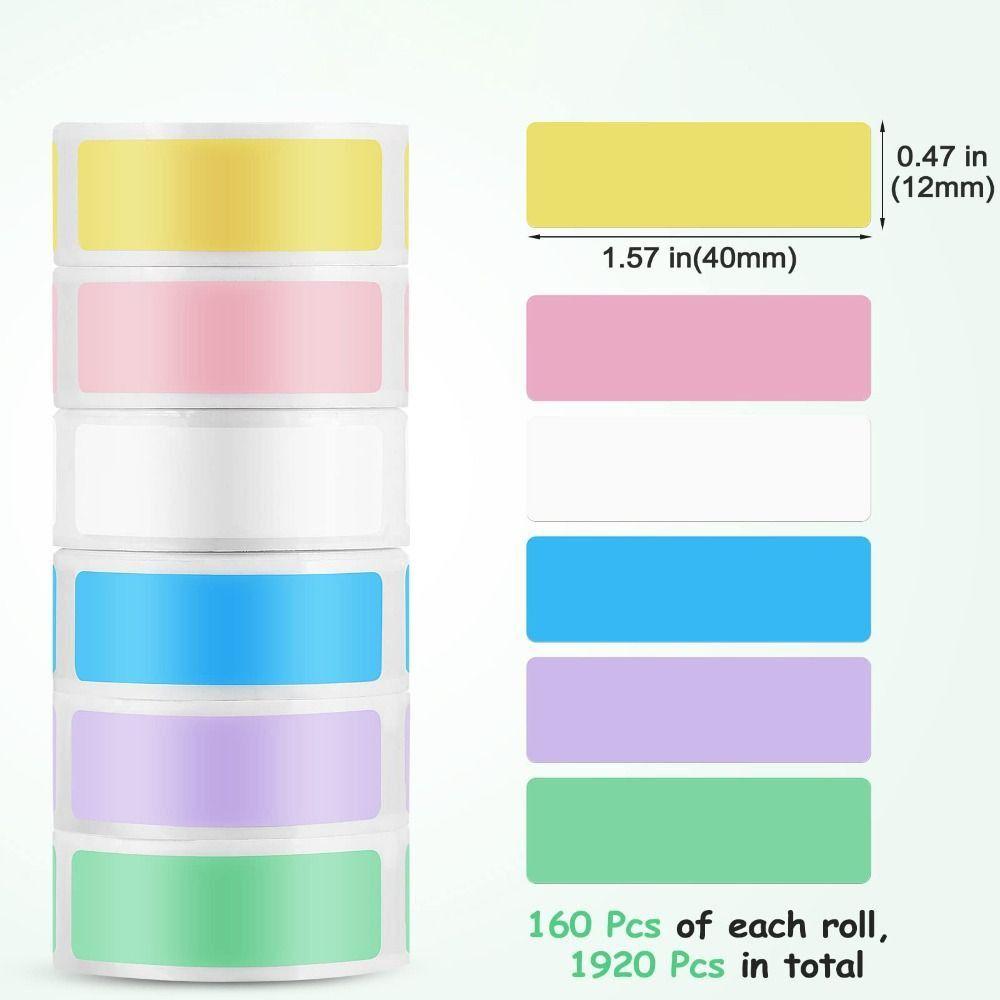 12mm×40mm Adhesive Label Maker Paper 160/Roll Self-Adhesive Labels Thermal Paper Portable Printer
