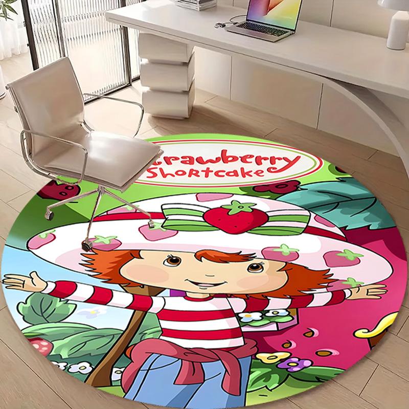 1pc Strawberry Princess2 Design Printed Area Round Carpet for Bedroom Living Room Home Decor Rugs Mat Non Slip Mat Rug for Bedside