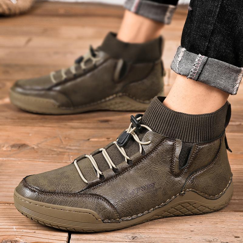 Осенние зимние ботинки мужские классические ретро модные повседневные ботинки обувь удобные уличные теплые зимние ботинки туфли на плоской подошве кожаные кроссовки