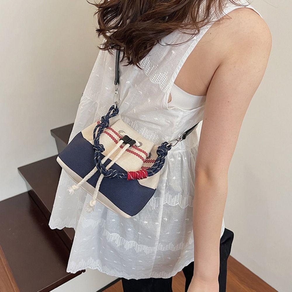 Purse Retro Canvas Bucket Bags Crossbody Bag Drawstring Bucket Bag  Girls