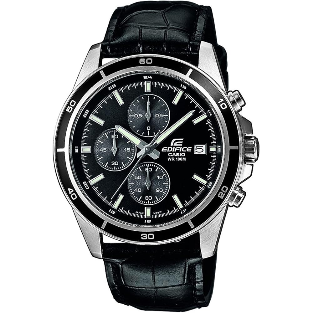 Casio Edifice Chronograph EFR-526L-1AV Men's Watch Leather Band Water Resistant