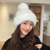 Korean Version of Autumn and Winter New Hat for Women Rabbit Wool Knitted Wool Hat for Winter Warm Cold Hat Solid Color Versatile Ear Protection Hat