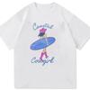 Coastal Cowgirl Graphic T Shirt Surfboard Cowgirl Print Oversized Cotton Short Sleeve Tee Vintage Western Beach Unisex T Shirt