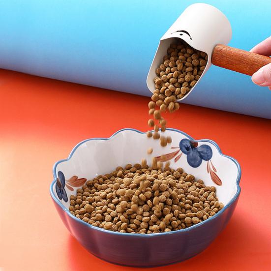 Совок для кошачьего корма из нержавеющей стали, лопатка для корма для домашних животных с деревянной ручкой