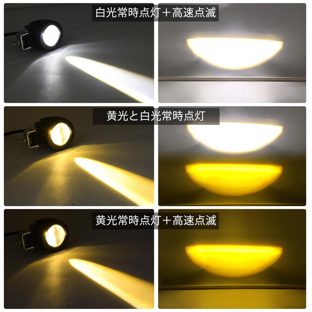 Ygmylandbb Motorcycle Fog Lamp Spotlight LED Headlight Auxiliary Light 10W 12V 24V Compatible White/Yellow 2 Color Switching 5 Modes High Brightn