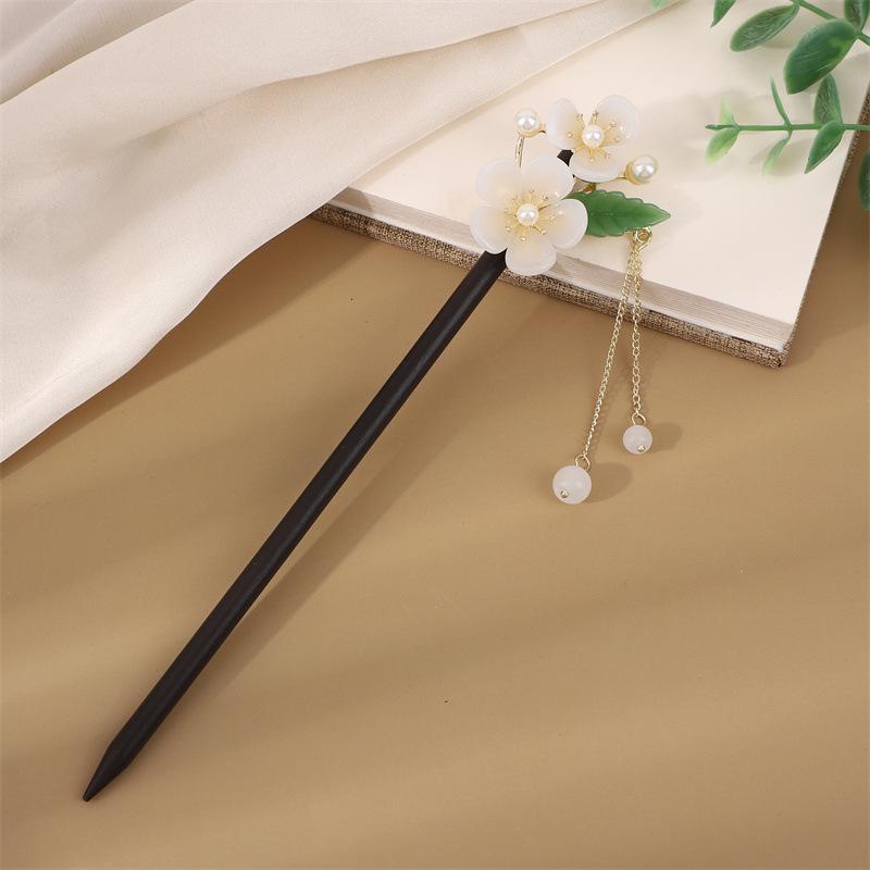 Ancient Style Tassel Hairpin - Imitation Ebony Wood, Hanfu Accessories, Chinese Jewelry for Women
