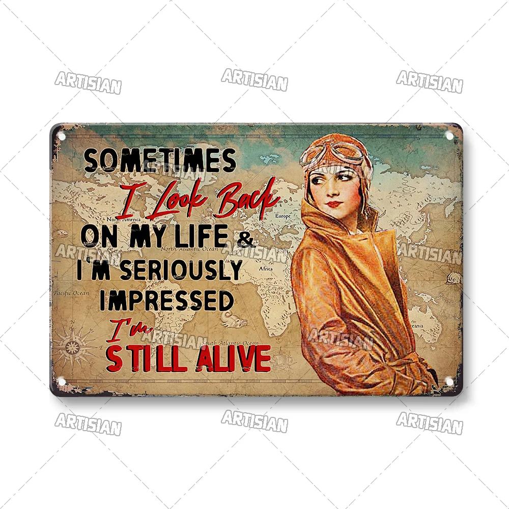 Artisian Pilot Metal Sign Flight Attendant Tin Plate Airplane Aviation Decorative Plaque Wall Decor Garage Bar Pub Club Hotel