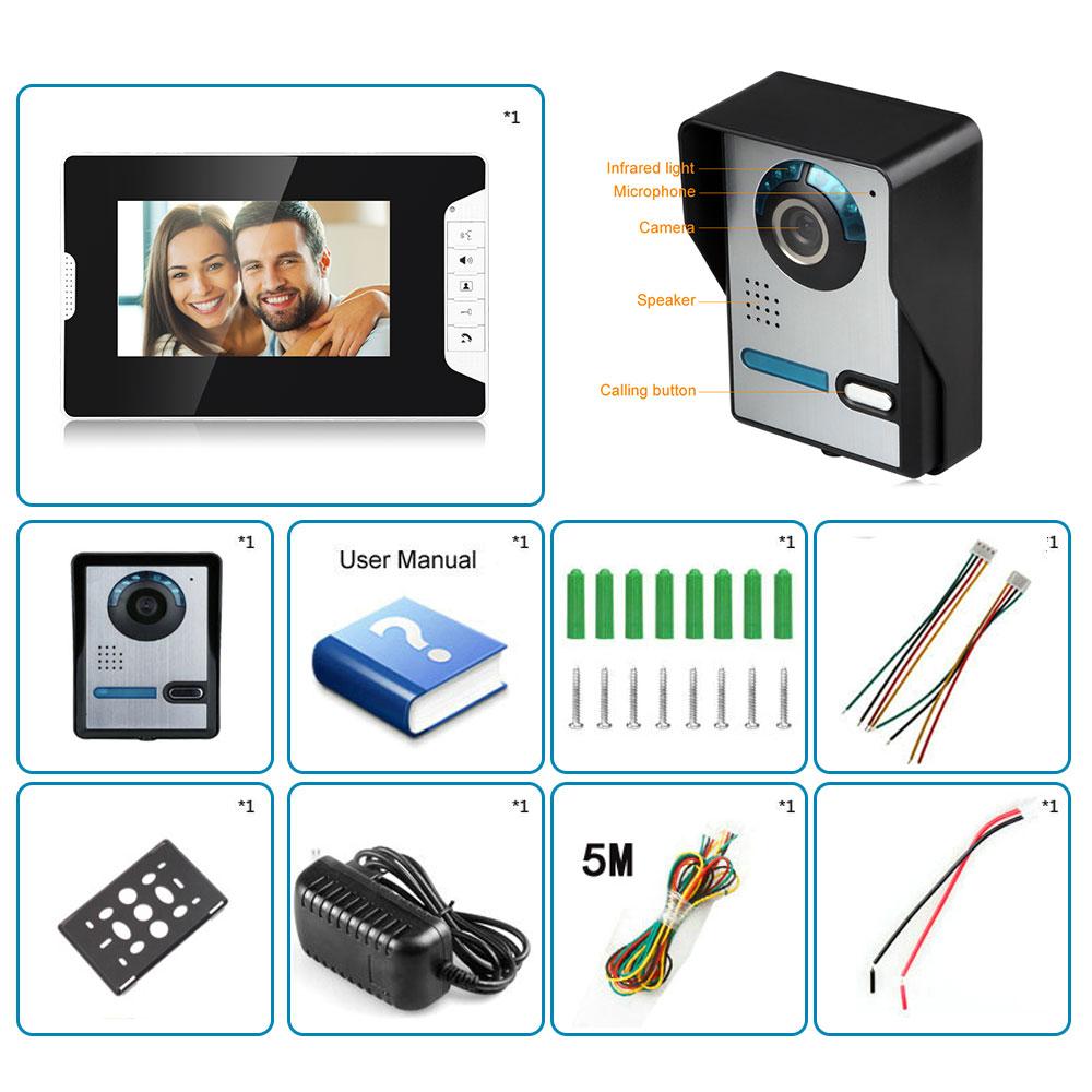 Комплект видеодомофонной системы, проводной видеодверной звонок, телефон, непромокаемая панель вызова, ИК-камера для дома, виллы, здания, квартиры