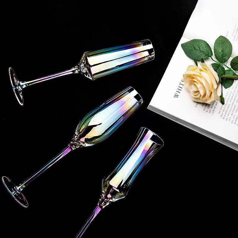 Креативные цветные хрустальные стеклянные стаканы, стеклянные стаканы для вина, бокалы для шампанского, набор бокалов для вина, оригинальные коктейльные бокалы, бокал для спиртных напитков