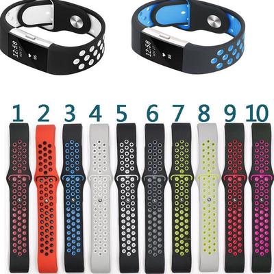 Двухцветный дышащий силиконовый ремешок для Fitbit Charge 2 - Доступен в 10 цветах