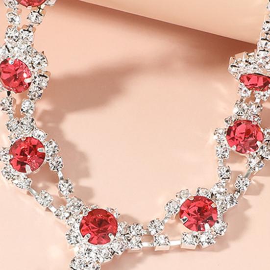 1 Set Ladies Jewelry Set Sparkling Decorative Female Stylish Rhinestone Pendant Necklace Earring Set Trend Jewelry Popular Accessories