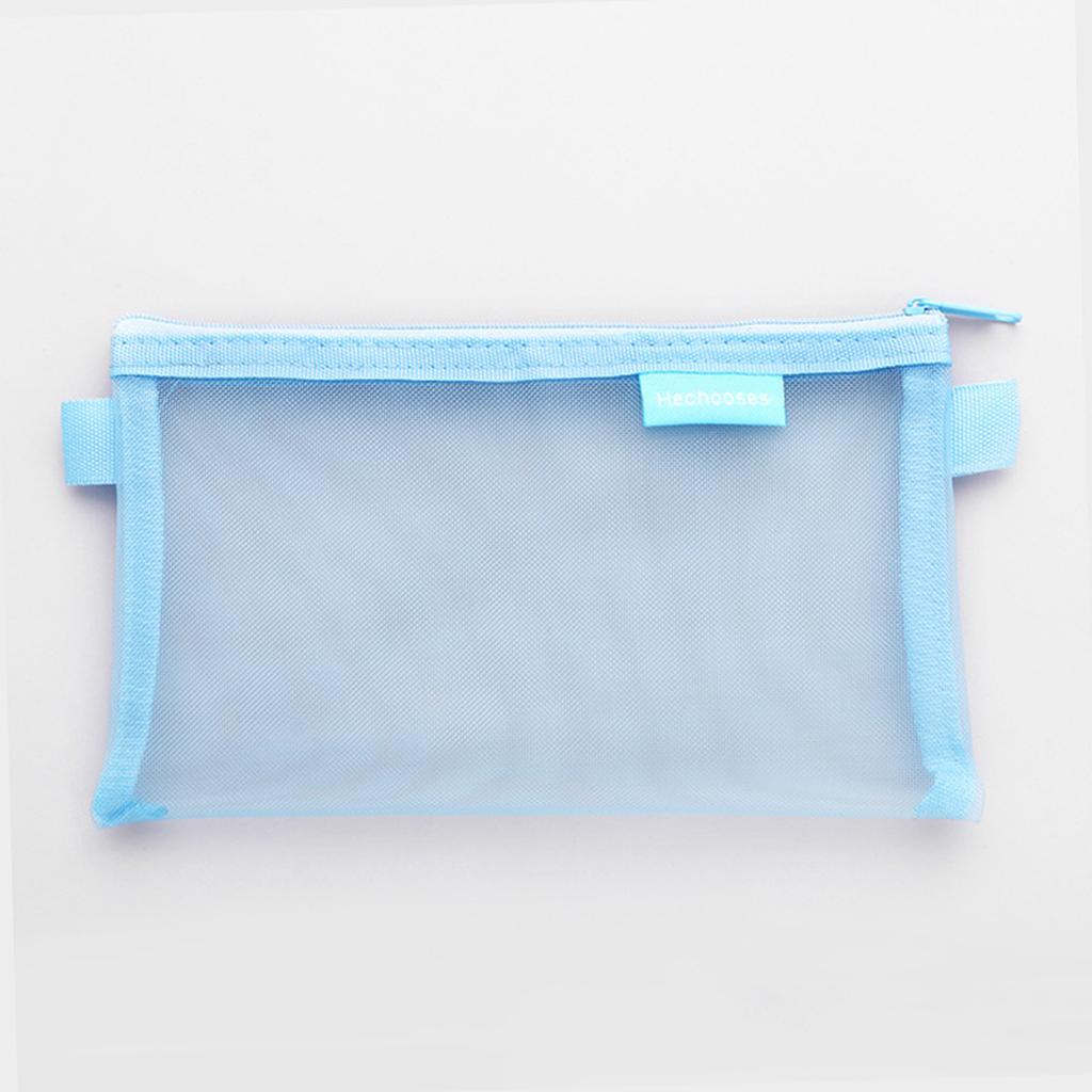 (Great home)Multifunctional Mesh Pen Bag Zipper Mesh Bags Clear Pencil Case Organizer Cosmetics Makeup Bag