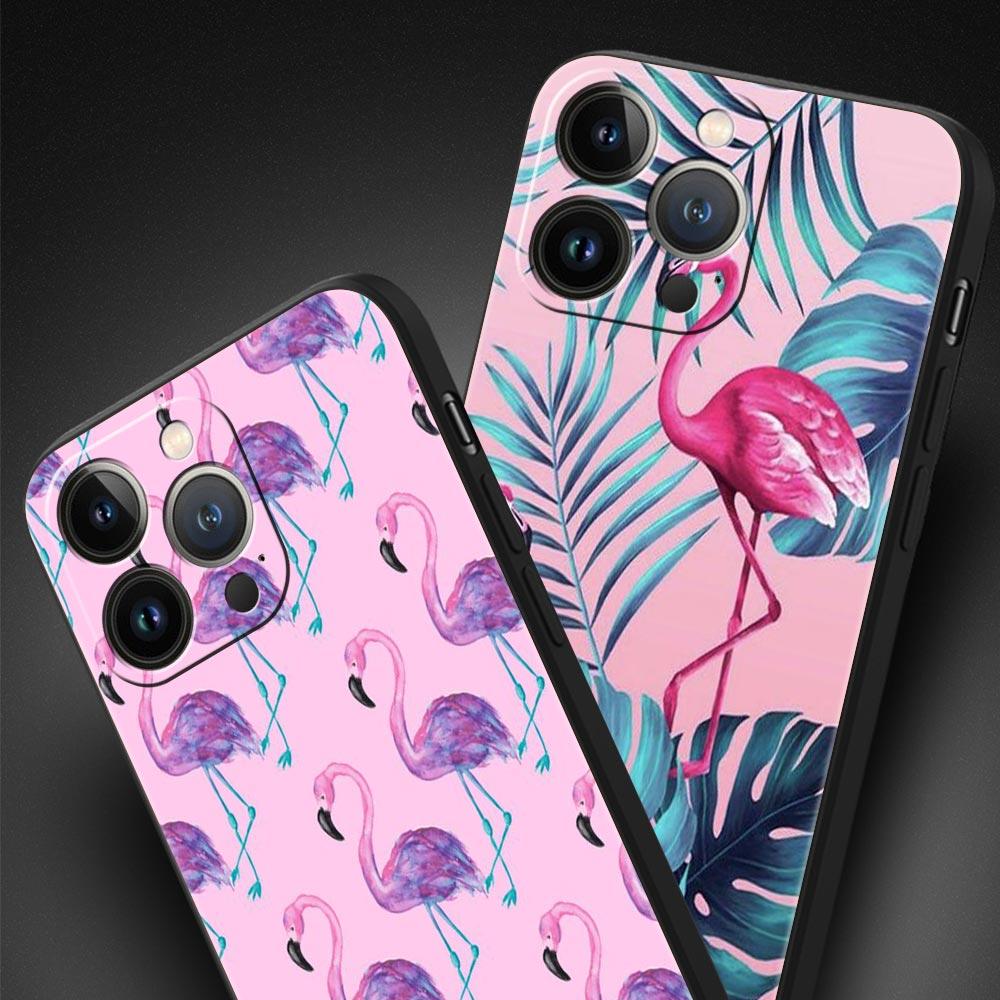 Розовый Красный Фламинго Роскошный Чехол Для Телефона Для iPhone 11 14 15 Pro MAX 12 13 Mini 7 8 Plus X XR XS SE Силиконовый Ударопрочный Чехол Funda