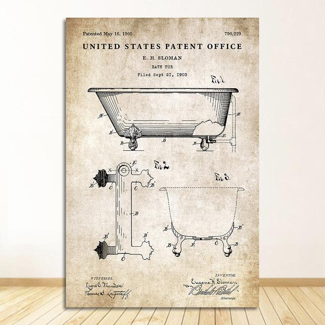 Бумажный патентный плакат, винтажный холст с принтом, настенная художественная картина, современное украшение для ванной комнаты, индустриальный стиль, зубная паста, туалет