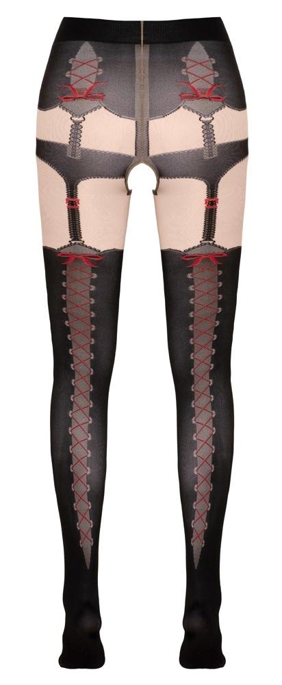 Cottelli LEGWEAR - Колготки с подвязками и узором из красных бантиков 5