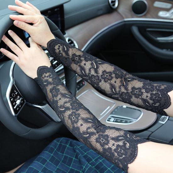 1 пара летних велосипедных рукавов с полыми кружевными тонкими дышащими быстросохнущими анти-УФ-эластичными эластичными перчатками для свадебной вечеринки, свадебными перчатками, вещами для свадебной вечеринки