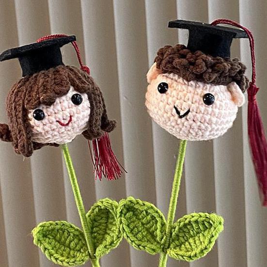 Выпускники Вязание крючком Цветочный букет Выпускной Шляпа Мультфильм Мальчик Девочка Собака Ручная работа Вязание