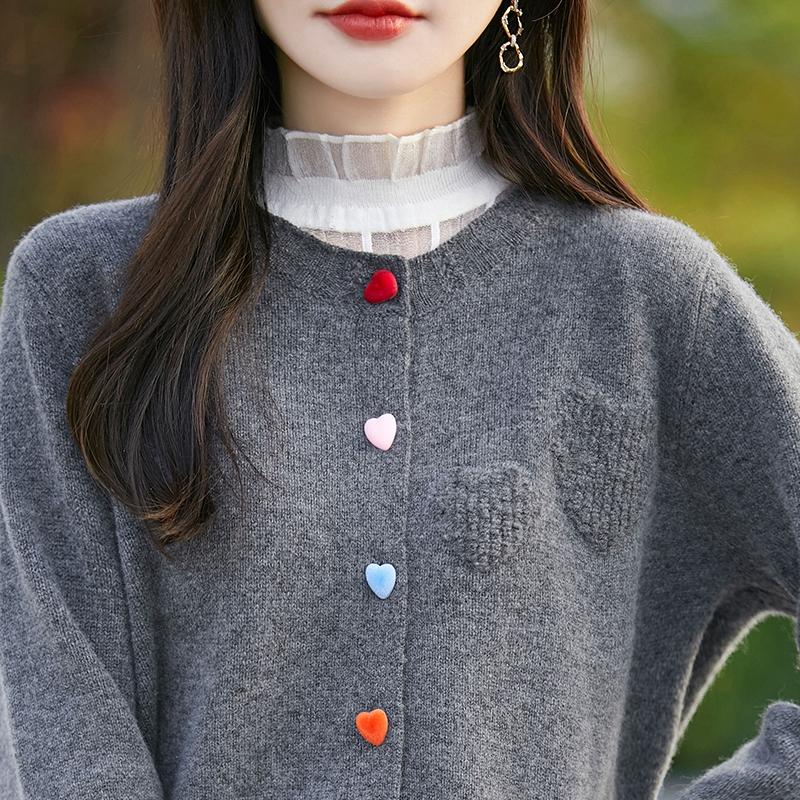 Женский кашемировый свитер Qinghe Cashmere 30% кашемир 70% шерсть Осень и зима Кашемировый кардиган Мягкий и теплый