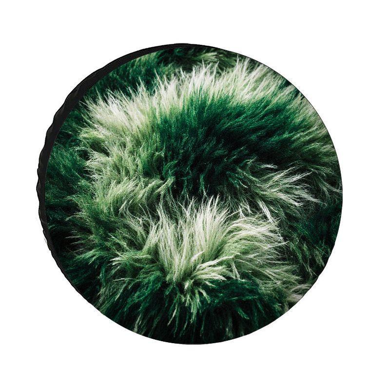 Forest Green Gradient Fluffy Long-Haired Polyester Tire Cover, Trendy And Personalized, High-Density Uv-Resistant And Sun-Proof,