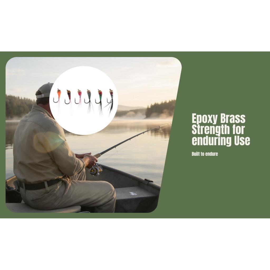6pcs Brass Bead Head Epoxy Nymph Fast Sinking Fly Fishing Trout