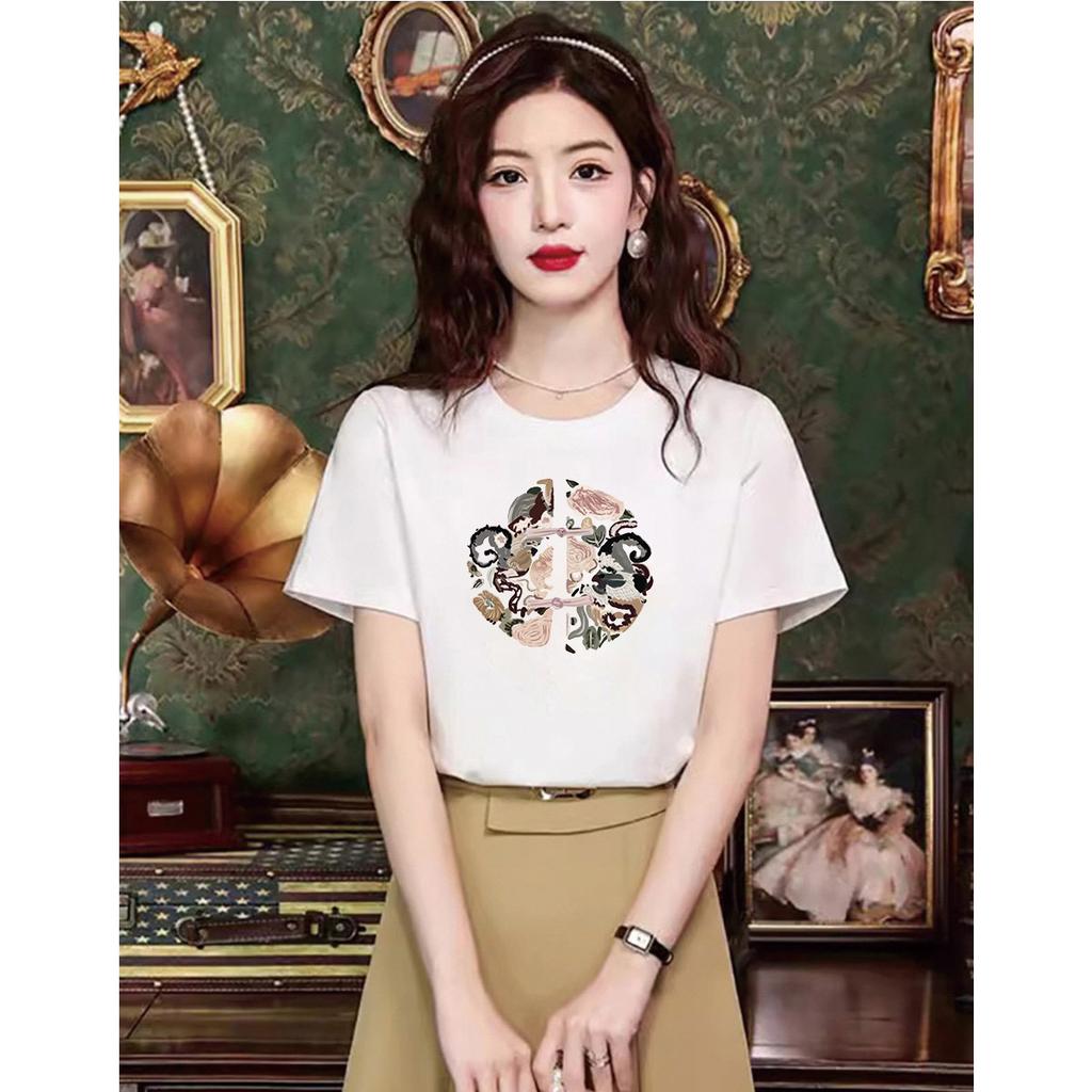 Fashionable summer retro short-sleeved t-shirt for women