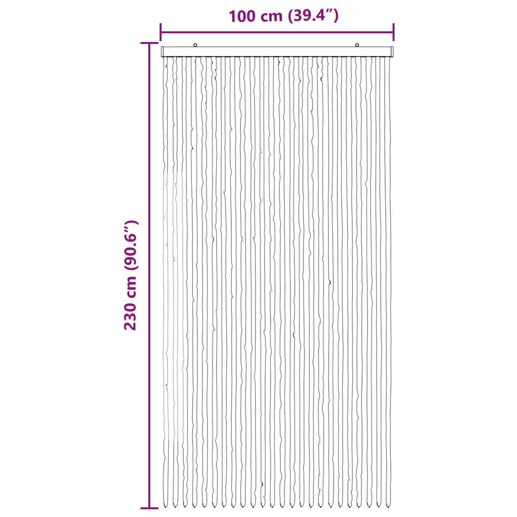 Insect Screen Door Curtain Chenille Light Grey and White 100 x 230 cm
