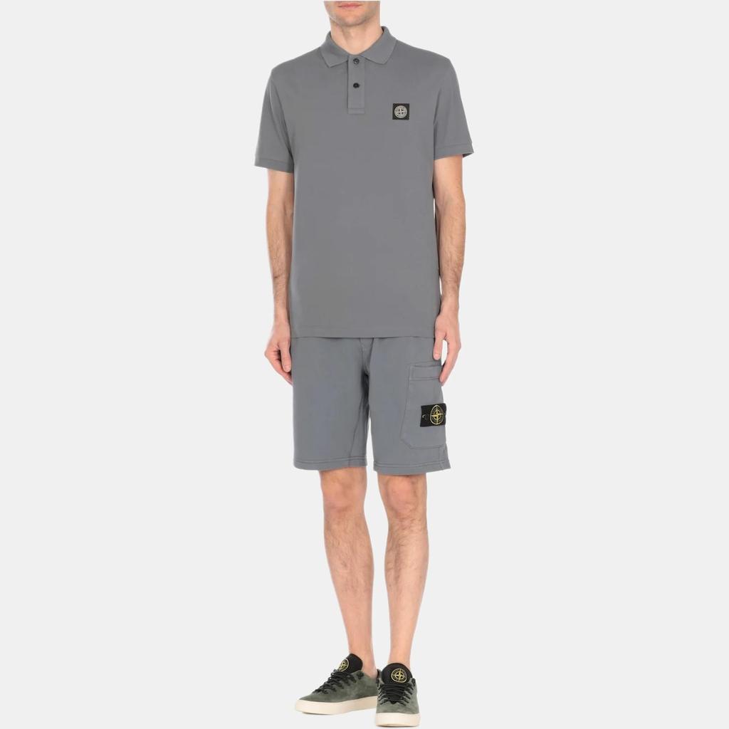 STONE ISLAND Мужская футболка поло с коротким рукавом и контрастным логотипом SS25 Серый K1S1522002-SCS0017-V0024