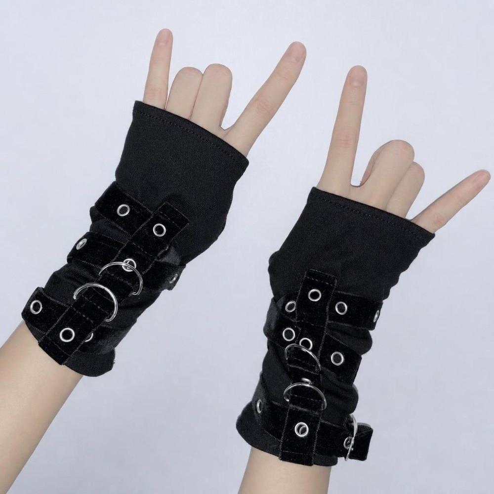Buckle Street Dance Sleeves Metal Rivet Punk Style Sleeves New Fingerless Gloves Motorcycle Riding