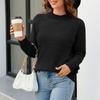 Women's Fashion Casual Half-Turtleneck Solid Color Loose Pullover Long-sleeved Knitted Sweater