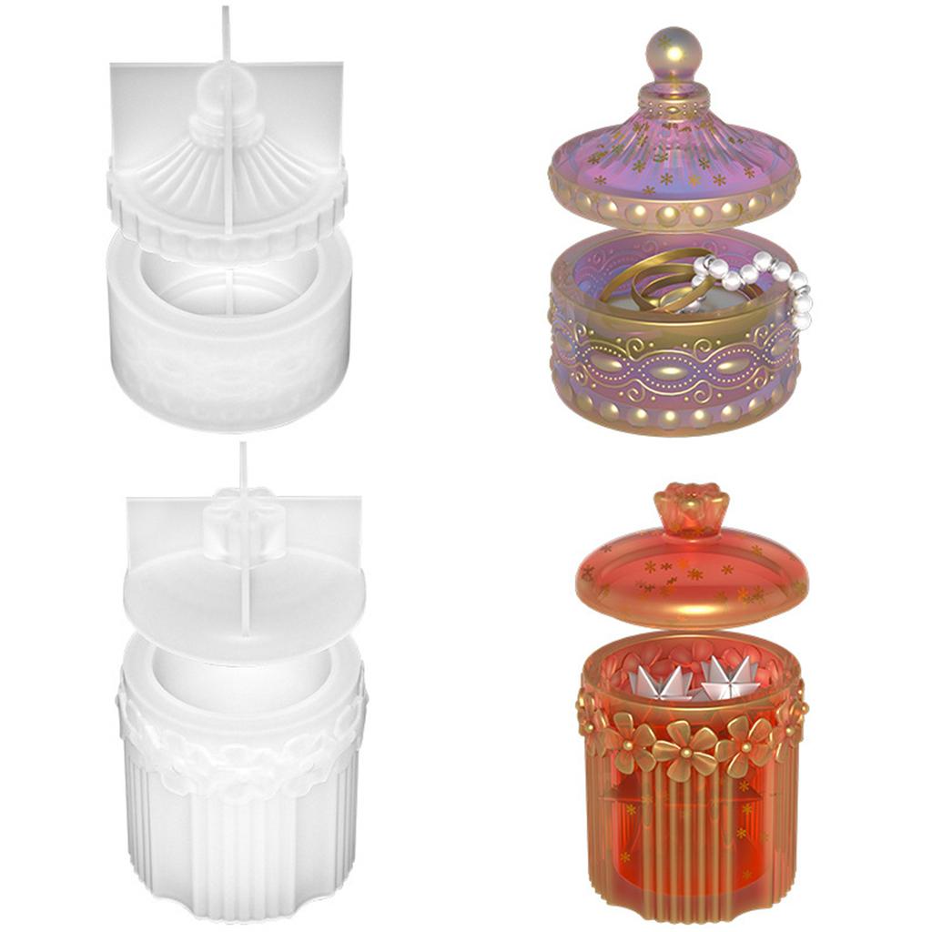 Jar Molds Storage Box Silicone Molds Lace Jewelry Box Epoxys Resin Moulds Container Molds for DIY Art Crafts Making