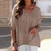 Women Latest Summer Casual Linen Shirt Loose Blouse Half Sleeve Button Fly Top Ladies Tunic Blusas Femme Clothing Size S-5XL