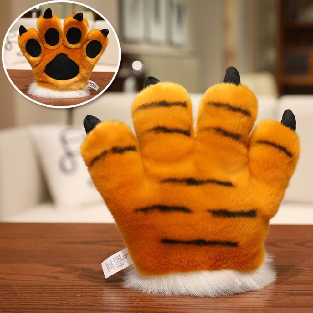 Simulated Faux Tiger Paw Gloves Furry Texture Bear Paw Plush Gloves  Photography Studio