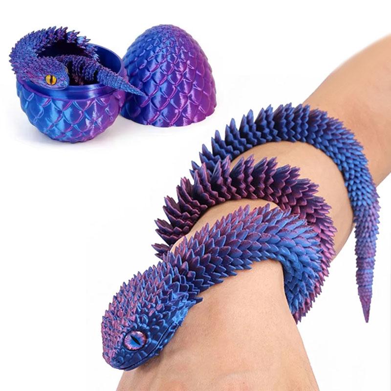 Креативное яйцо змеи, напечатанное на 3D-принтере, декомпрессионная форма змеи, подвижная, вращающаяся, шарнирная настольная фигурка, реалистичные животные, детская игрушка