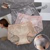 Large Size Women's Mid-waist Lace Panties Underwear Sexy Transparent Seamless Hip-lifting Pure Cotton Crotch Briefs Knickers