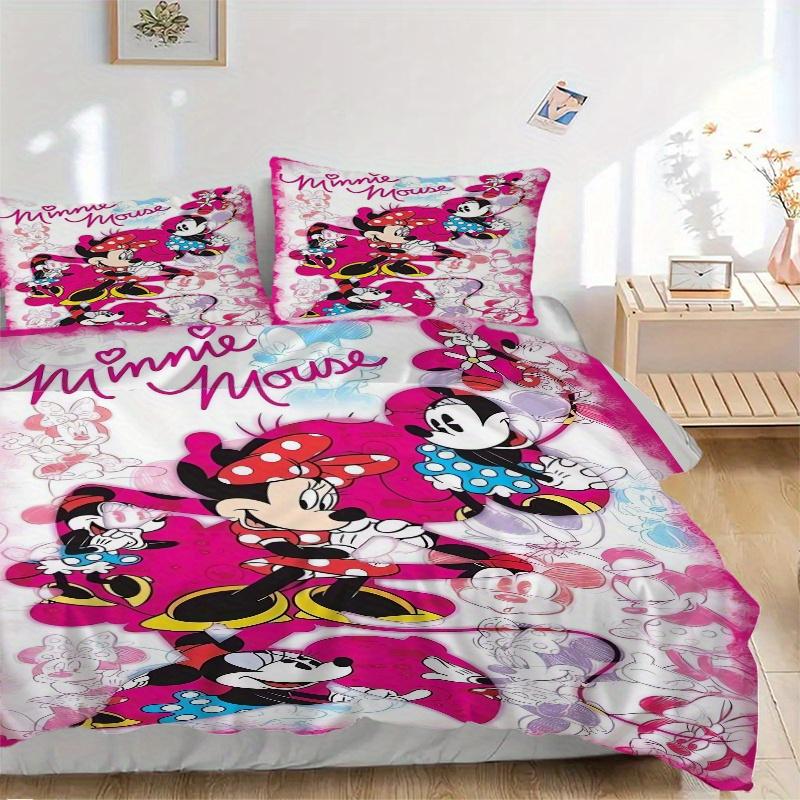 3pcs Pink Minnie Mouse Quilt Cover Set - Soft and Cozy Bedroom, Guest Room and Dorm Decorative Bedding 3-Piece Set 1 Quilt Cover + 2 Pillow Shams