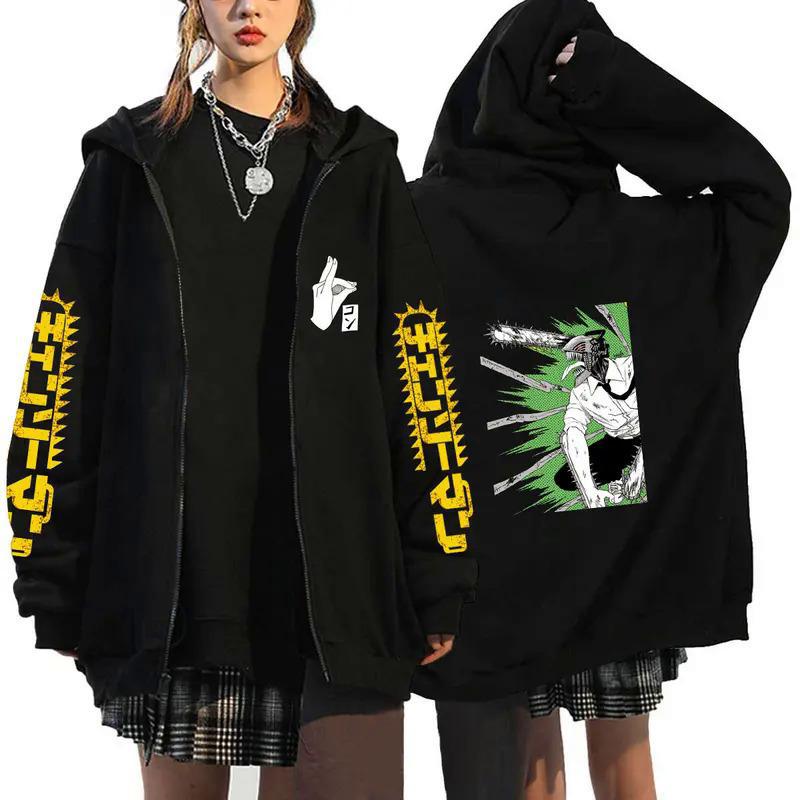 Anime Chainsaw Man Zip Hoodies Sweatshirts